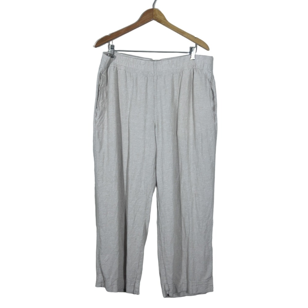 Old Navy High-Rise Wide Leg Linen Blend Comfort Waist Pants Beige Size XL